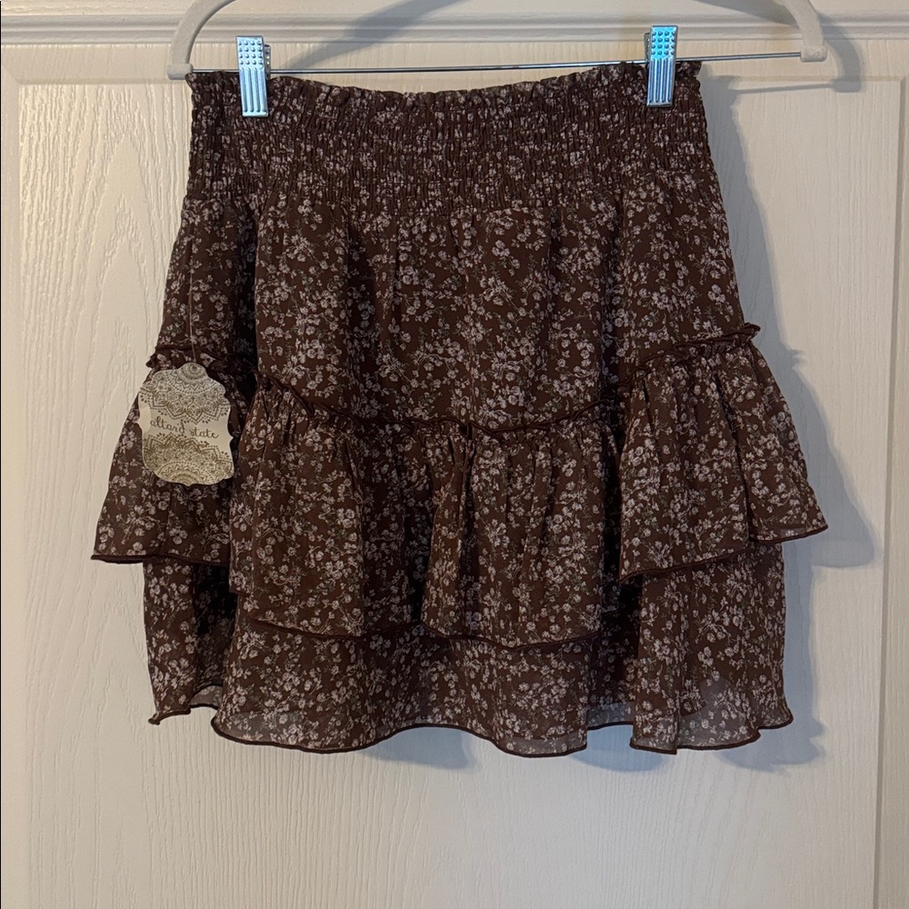 Altar'd State Brown Floral Skirt